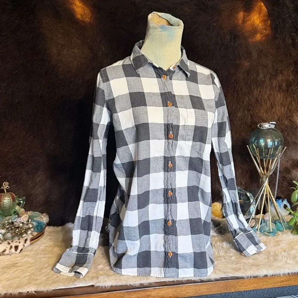 Black & white  Check Button-Up Shirt 4 (BK5)
